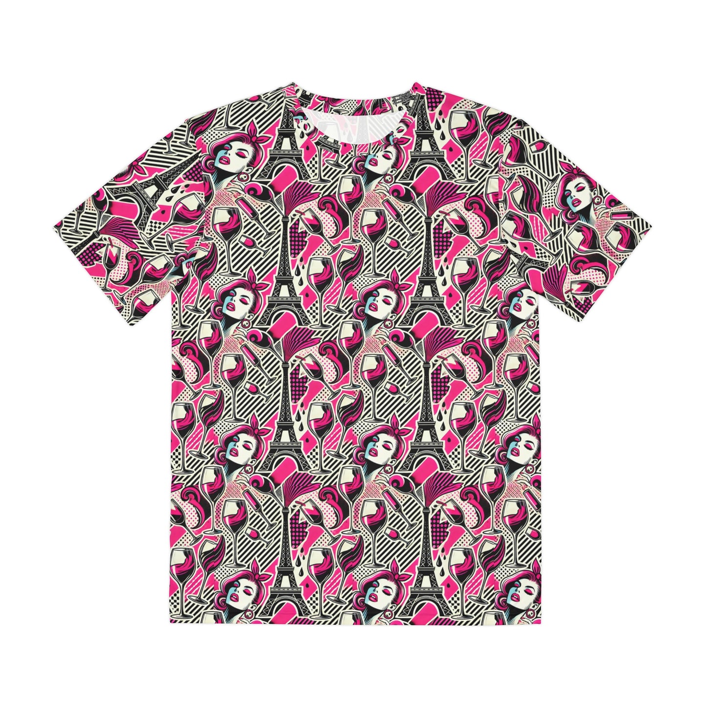 Eiffel De Chic Fashion Pink Print Men's Super Soft Polyester Tee