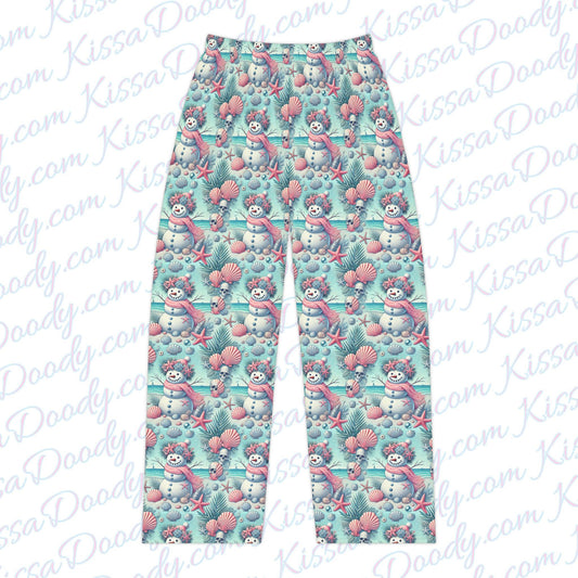 Snow Woman At Christmas on The Beach Women's Pajama Pants