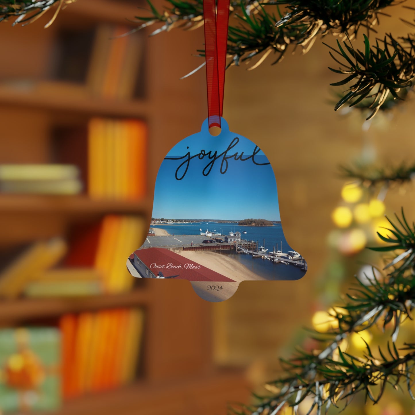 Onset Beach and Pier Cape Cod Mass Holiday Metal Ornament