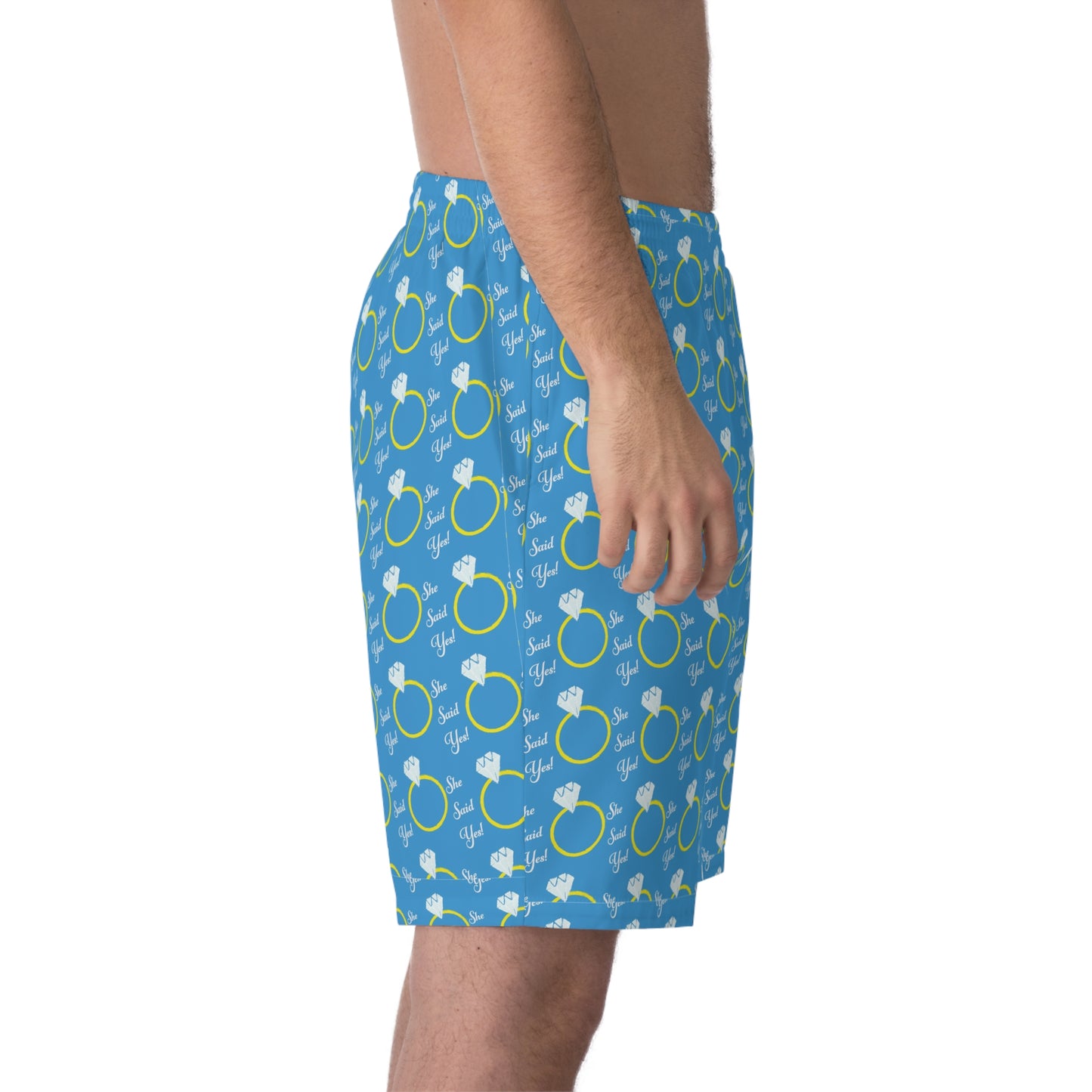 She Said Yes Engagement Elastic Beach Shorts