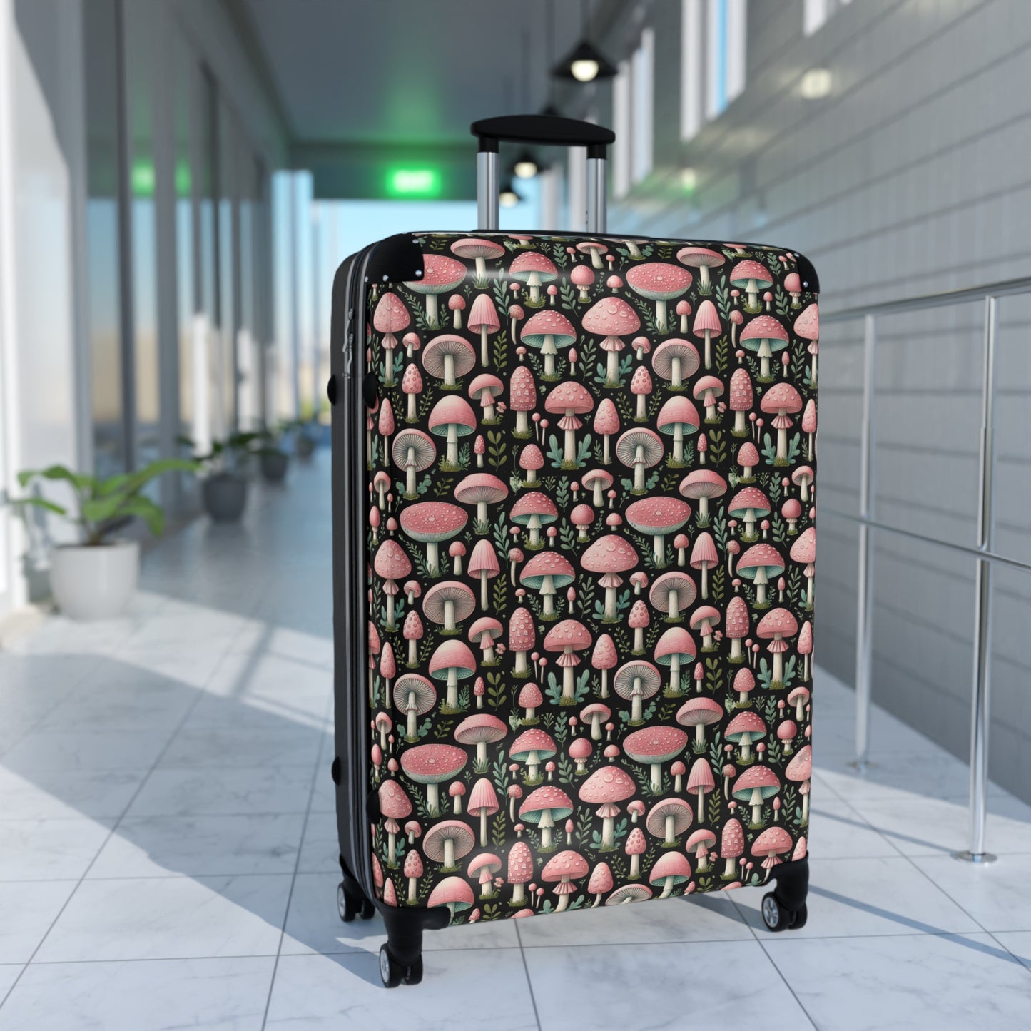 Pink Mushroom Travel 360 Degree Swivel Lock Suitcase