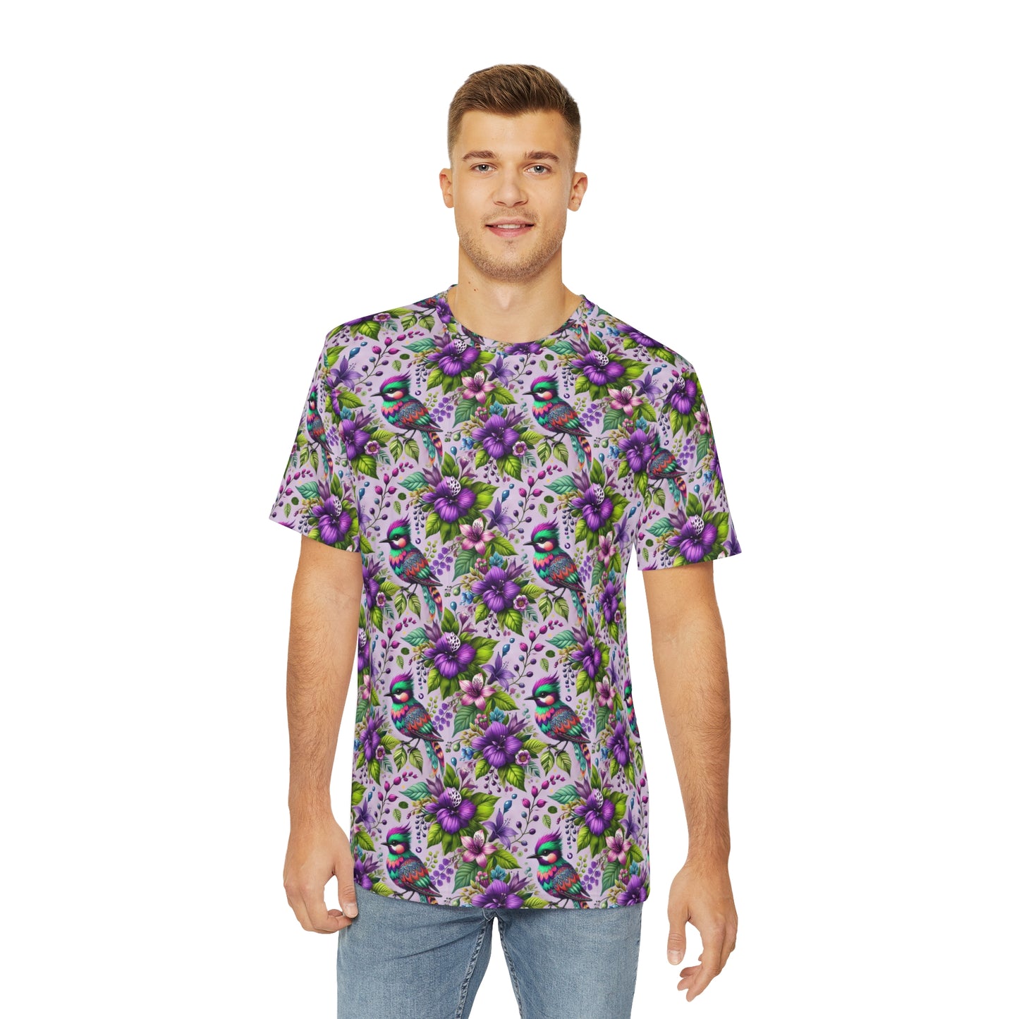 Mrs. Woodpecker Bird Print Super Soft Men's Polyester Tee