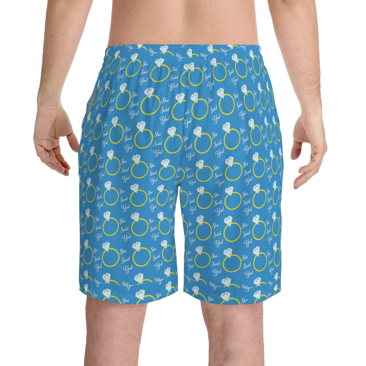 She Said Yes Engagement Elastic Beach Shorts