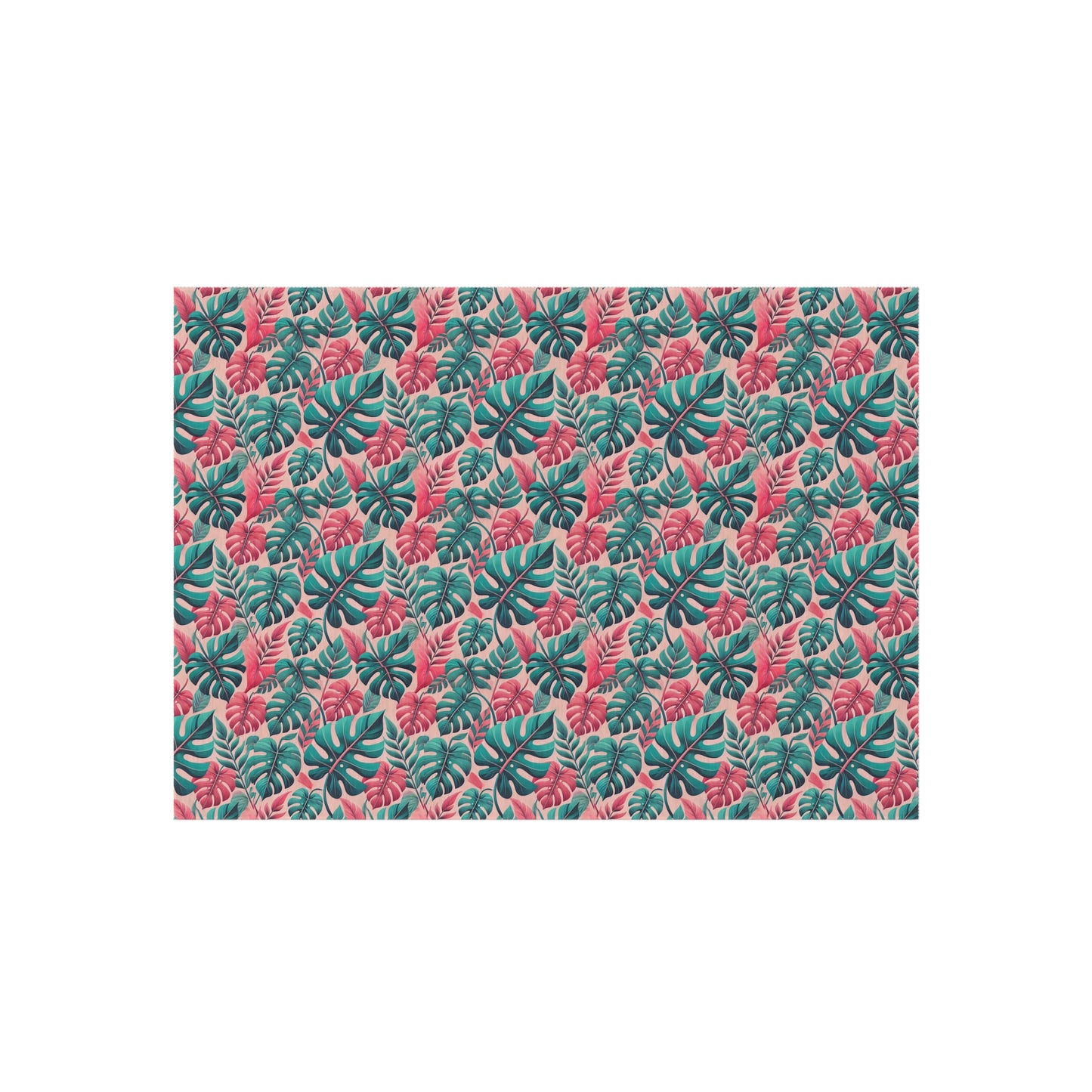 Don't Worry Be Happy Tropical Leaf Print Indoor Outdoor Rug Pink Patio Deck Decor Bedroom Custom Mat Home Decor Exclusively by Kissa Doody