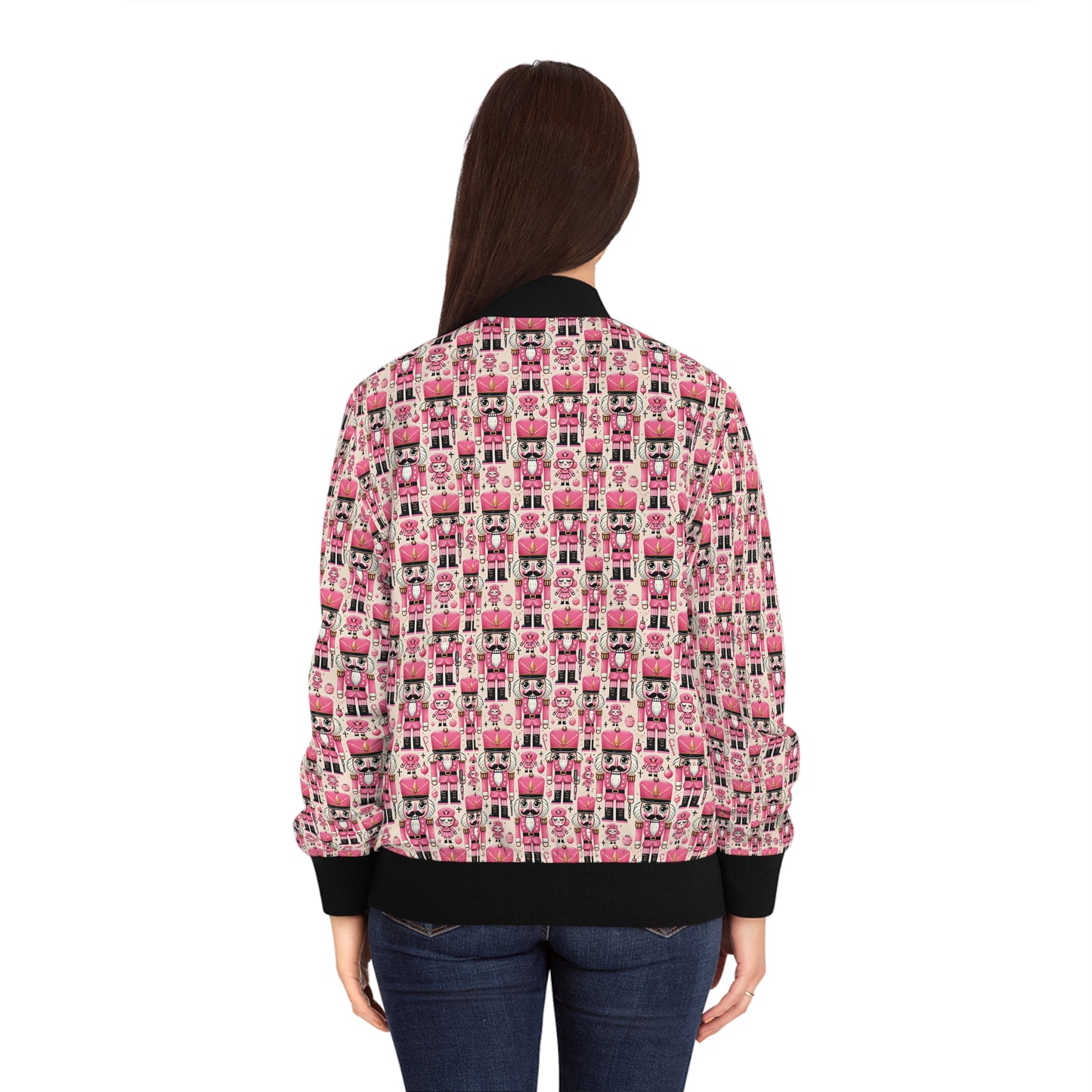 Oh Pink Nuts Nutcracker Pink Holiday Women's Bomber Jacket