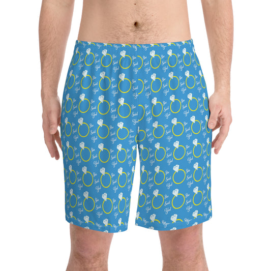 She Said Yes Engagement Elastic Beach Shorts