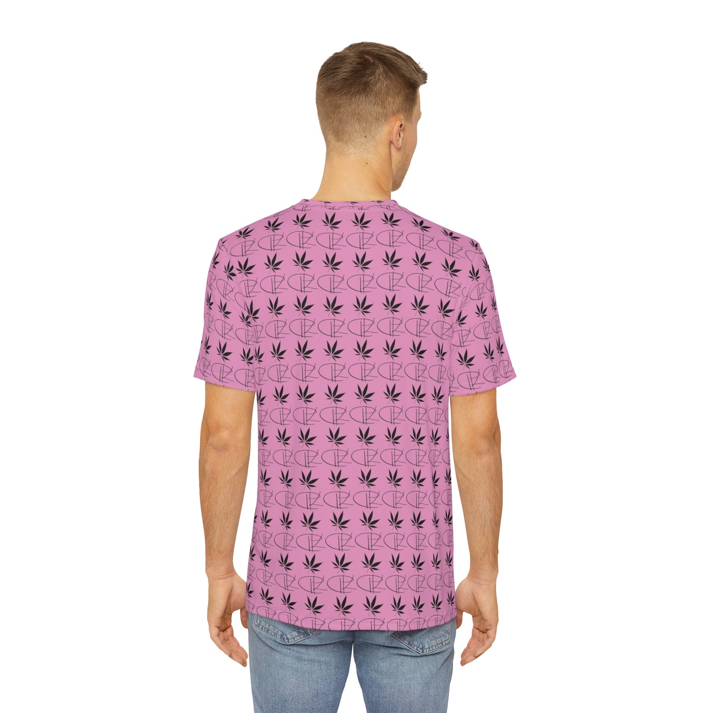 Pink Runtz Printed Mens Hemp Leaf Polyester Tee Shirt