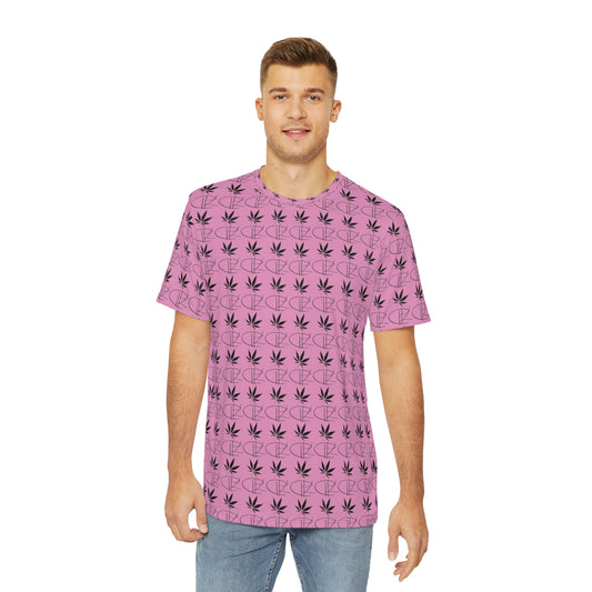 Pink Runtz Printed Mens Hemp Leaf Polyester Tee Shirt