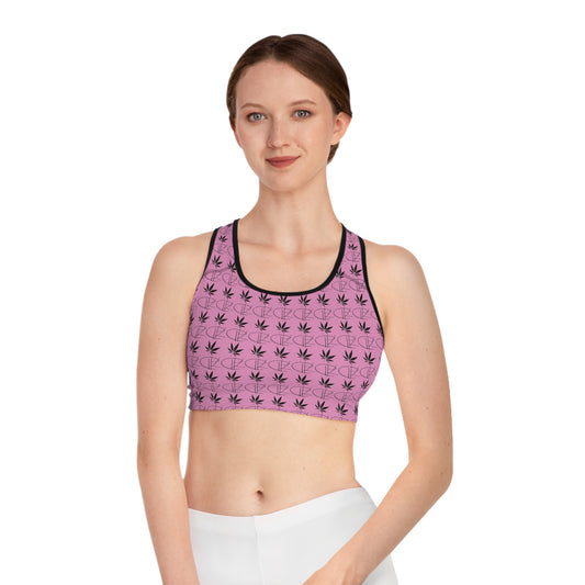 Pink Runtz Hemp Leaf Strain Collection Sports Bra for Women