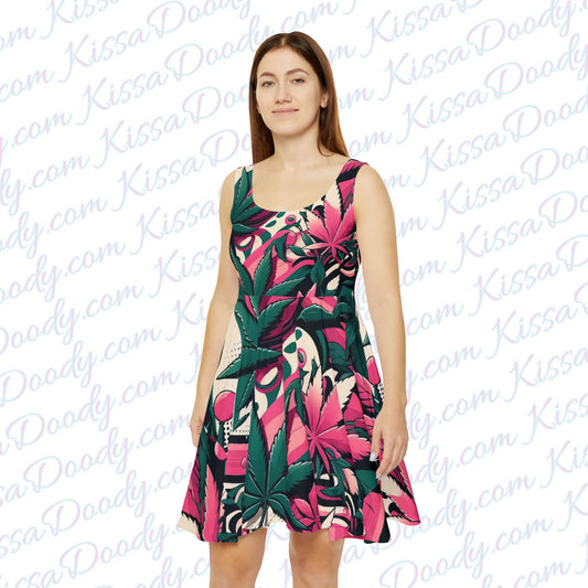 Dazey Leaf Cannabis Print Womens Dress