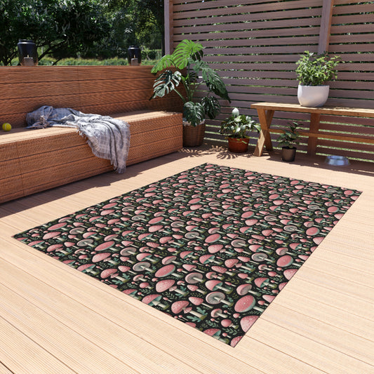 Pink Mushroom Rug Print Indoor Outdoor Rug Pink Decor Bedroom Custom Mat Home Decor Exclusively by Kissa Doody
