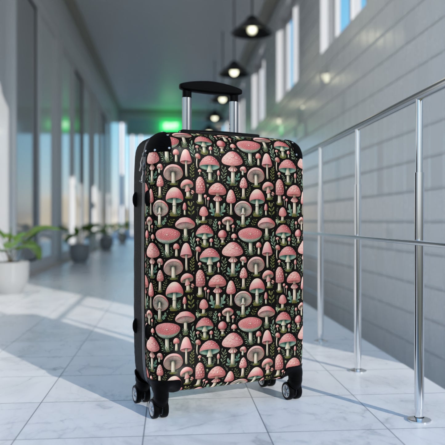 Pink Mushroom Travel 360 Degree Swivel Lock Suitcase