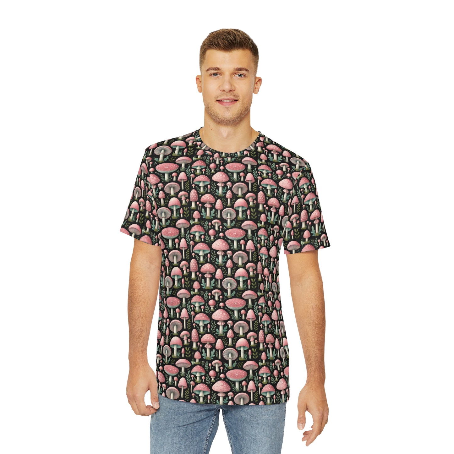 Pink Mushroom Men's Super Soft Polyester Tee