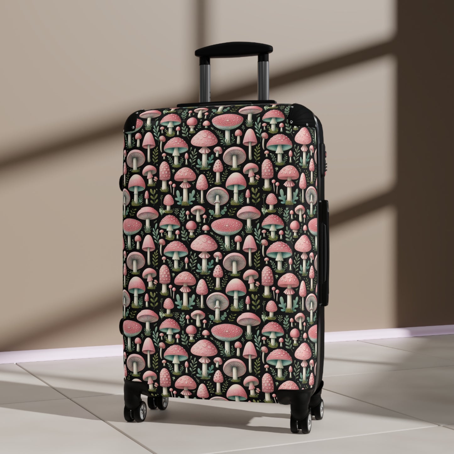 Pink Mushroom Travel 360 Degree Swivel Lock Suitcase