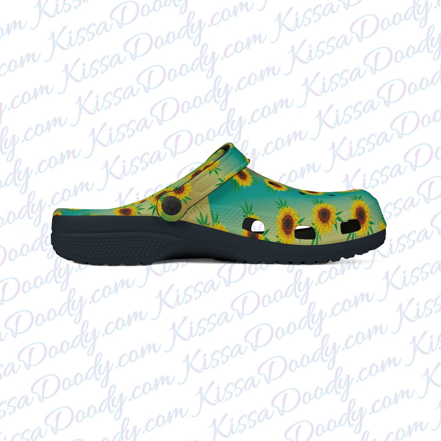 Sunflower Daze Hemp Leaf Rubber Clog Shoes