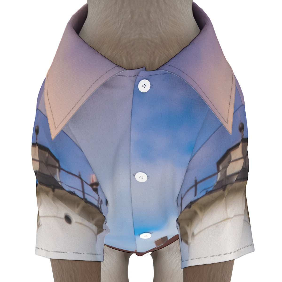 Pet's Hawaiian Shirt with Cape Cod Lighthouse Print, Breathable Stretch Fabric Falmouth, Mass