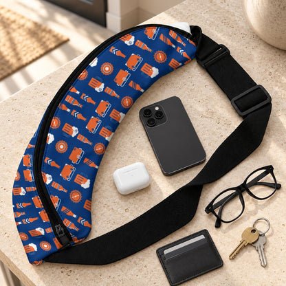 Blue & Orange Tailgate Beer PU Bag – Football Game Day Sports Fan Print