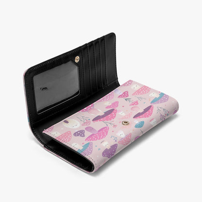 Pink Mushroom Wallet Foldable With Card Slots Women’s Wallet