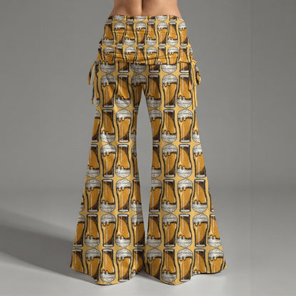 Women's High Waist Wide Leg Pants - Comfy Flowy Yoga Pants with Adjustable Pleats for Casual Wear