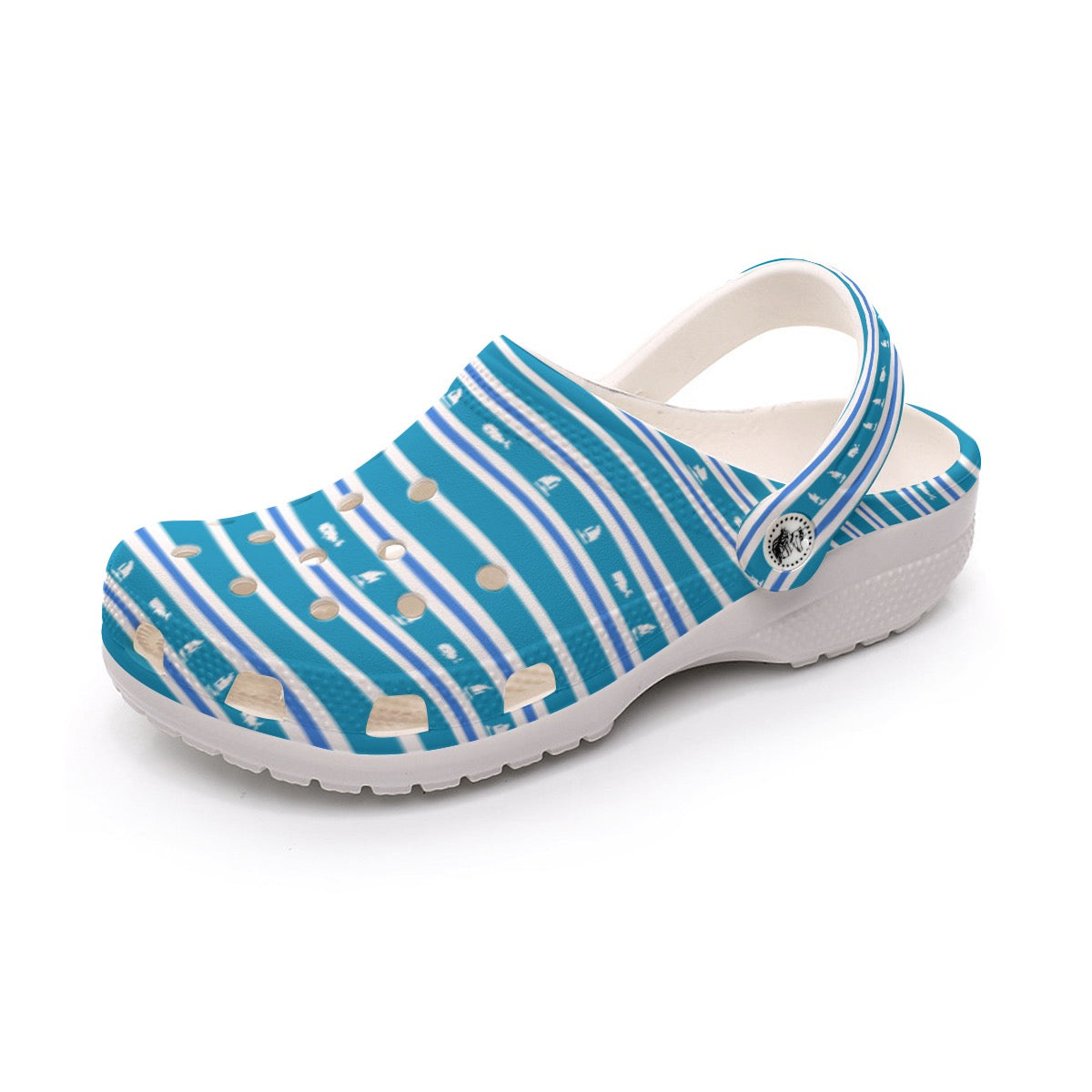 Blue Whale Clogs Nautical Striped Slip-On Shoes for Beach, Sailing & Summer Comfort Women’s Sandals