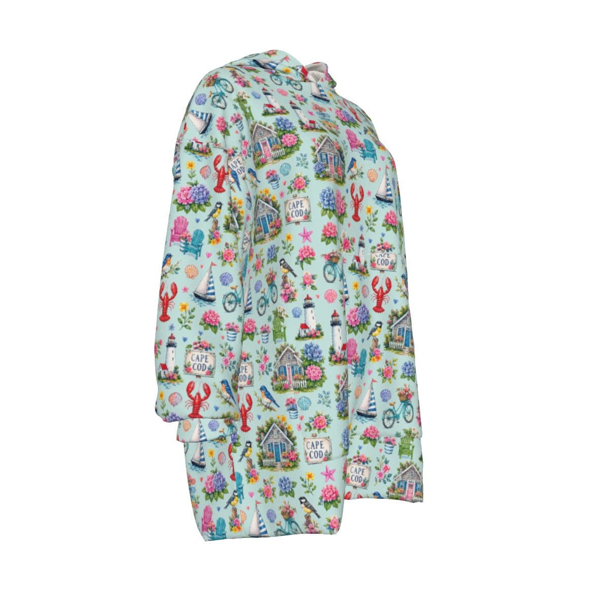 Cape Cod Summer Life Sherpa Fleece Hoodie Blanket Coastal Wearable Blanket