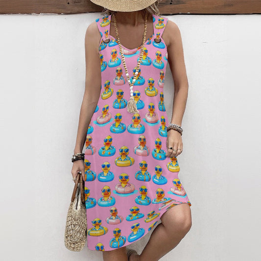Pink Rubber Fuck Print Women's Hoop Cruise Vacay Dress Matching Men's Available Separately
