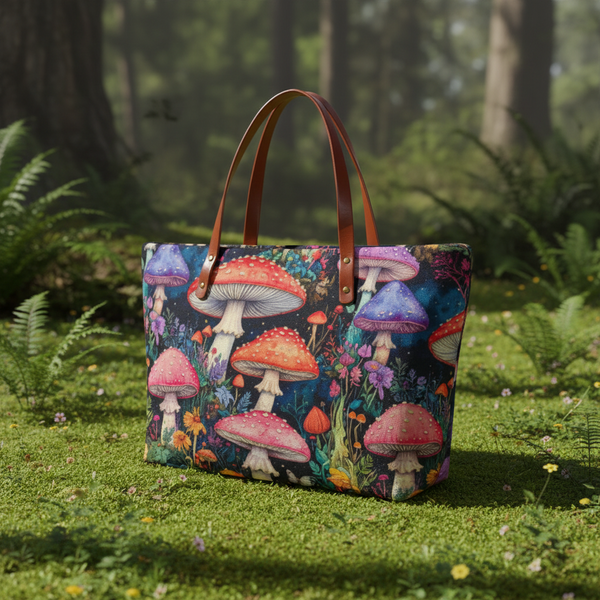 Mystical Mushroom Garden Women's Tote Bag Diving Cloth