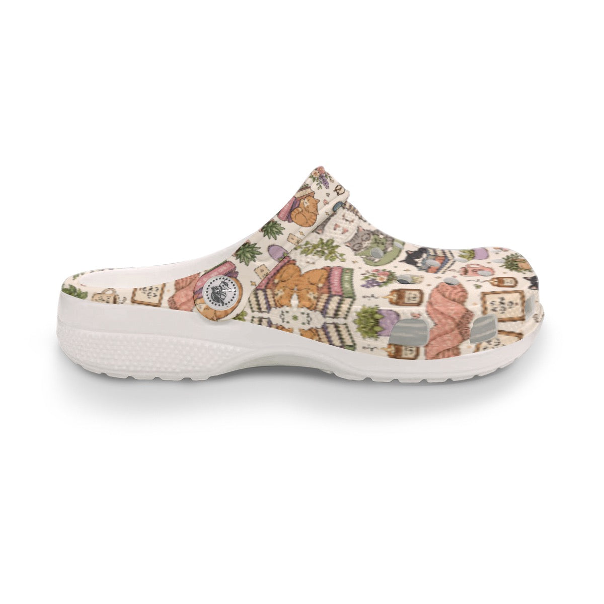 Cat's Reading Books All-Over Print Fun Cozy Women's Classic Clogs