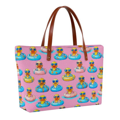 Pink Rubber Duck Cruise Tote  Waterproof Diving Cloth Bag | Beach & Vacation Travel Tote