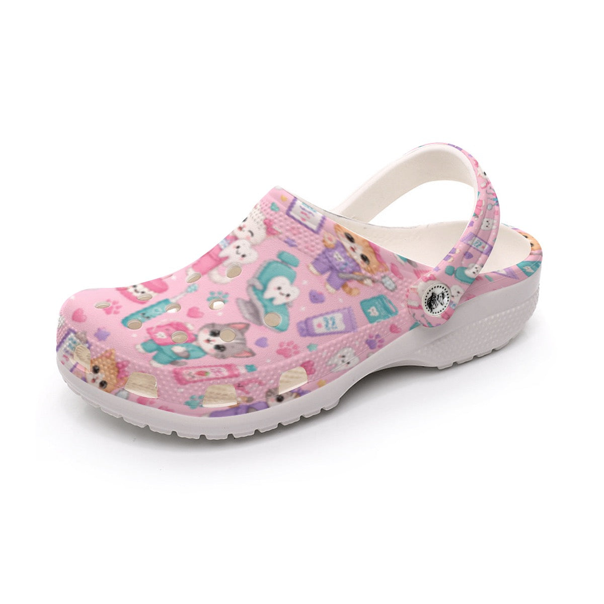 Pink Dental Dentist Kitty Cat Cute Themed Classic Clogs for Women
