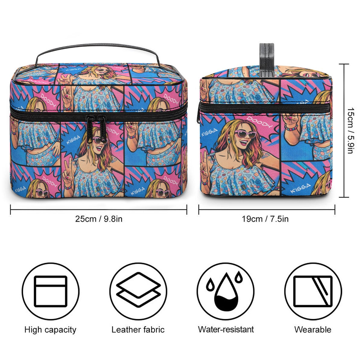 Pop Art Icon Makeup Bag Cruise Travel Cosmetic Bag ColorfulLarge Capacity Toiletry Organizer Bag