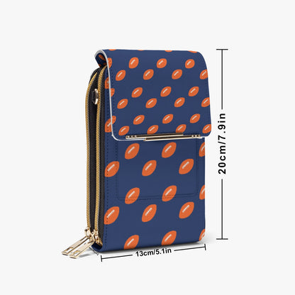 Blue & Orange Football Mobile Phone Chest Bag – Game Day Sports Print Crossbody Bag