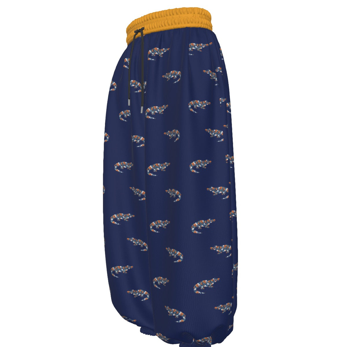 All-Over Print Unisex Lantern Pants Dark Blue Gator Floral Fan-Inspired Print