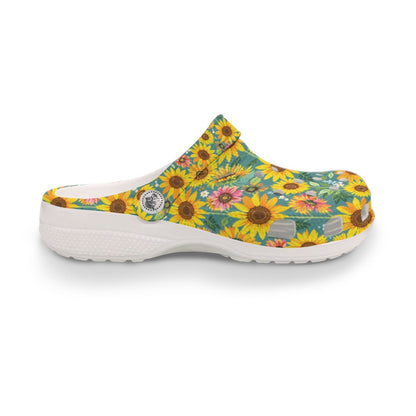 Sea Green Yellow Sunflower Print Lightweight Beach Travel Shoes