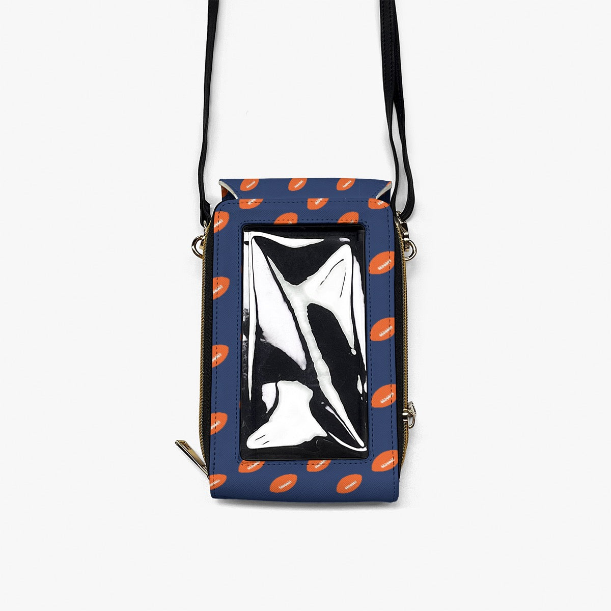 Blue & Orange Football Mobile Phone Chest Bag – Game Day Sports Print Crossbody Bag
