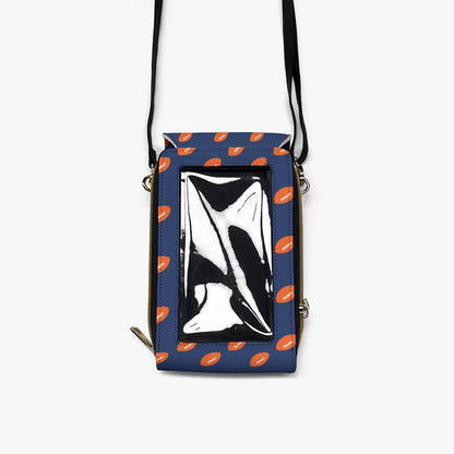 Blue & Orange Football Mobile Phone Chest Bag – Game Day Sports Print Crossbody Bag