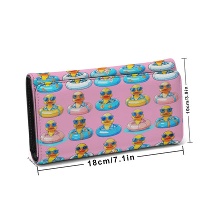 Pink Rubber Duckie Print Compact Card Holder Foldable Wallet