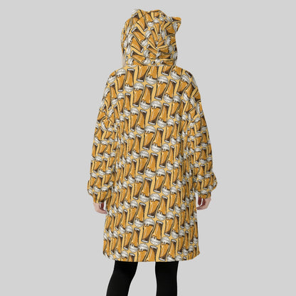 Beer Mug Brewery Hoodie Blanket for Women – Funny Craft Beer Fleece Wearable Blanket with Ears