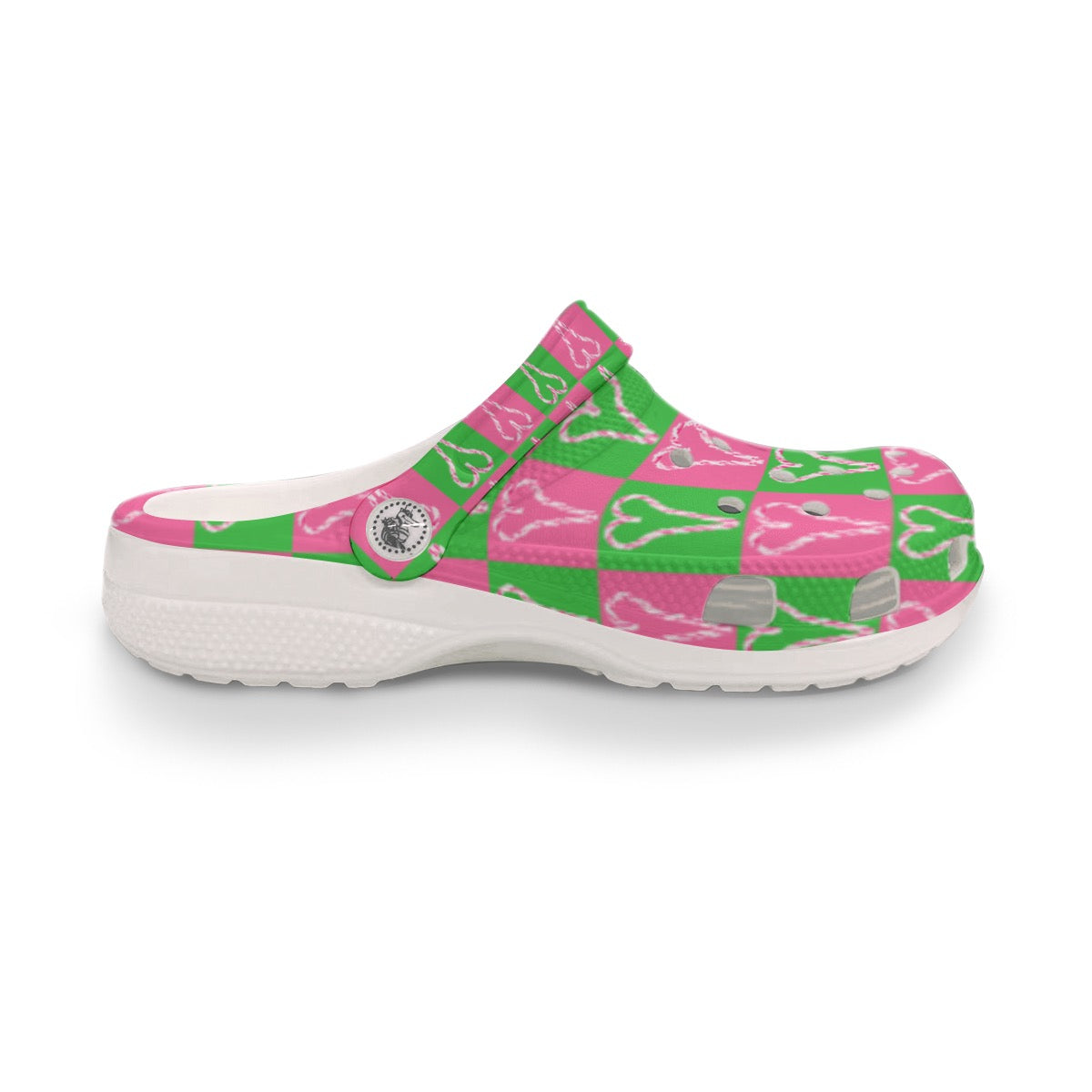 Women's Pink Green Heart Candy Cane Christmas Garden Clogs Pink Candy Candy Chic Fashion