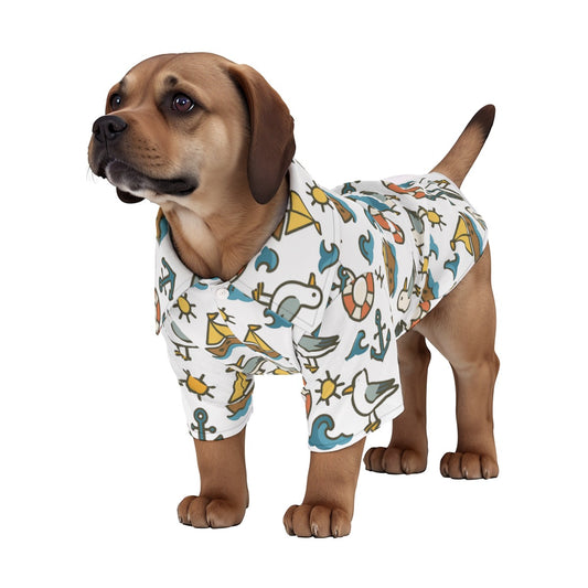 Ships Away Pet's Hawaiian Shirt - Stylish Nautical Print Dog Clothes for Beach or Cruise Vacation