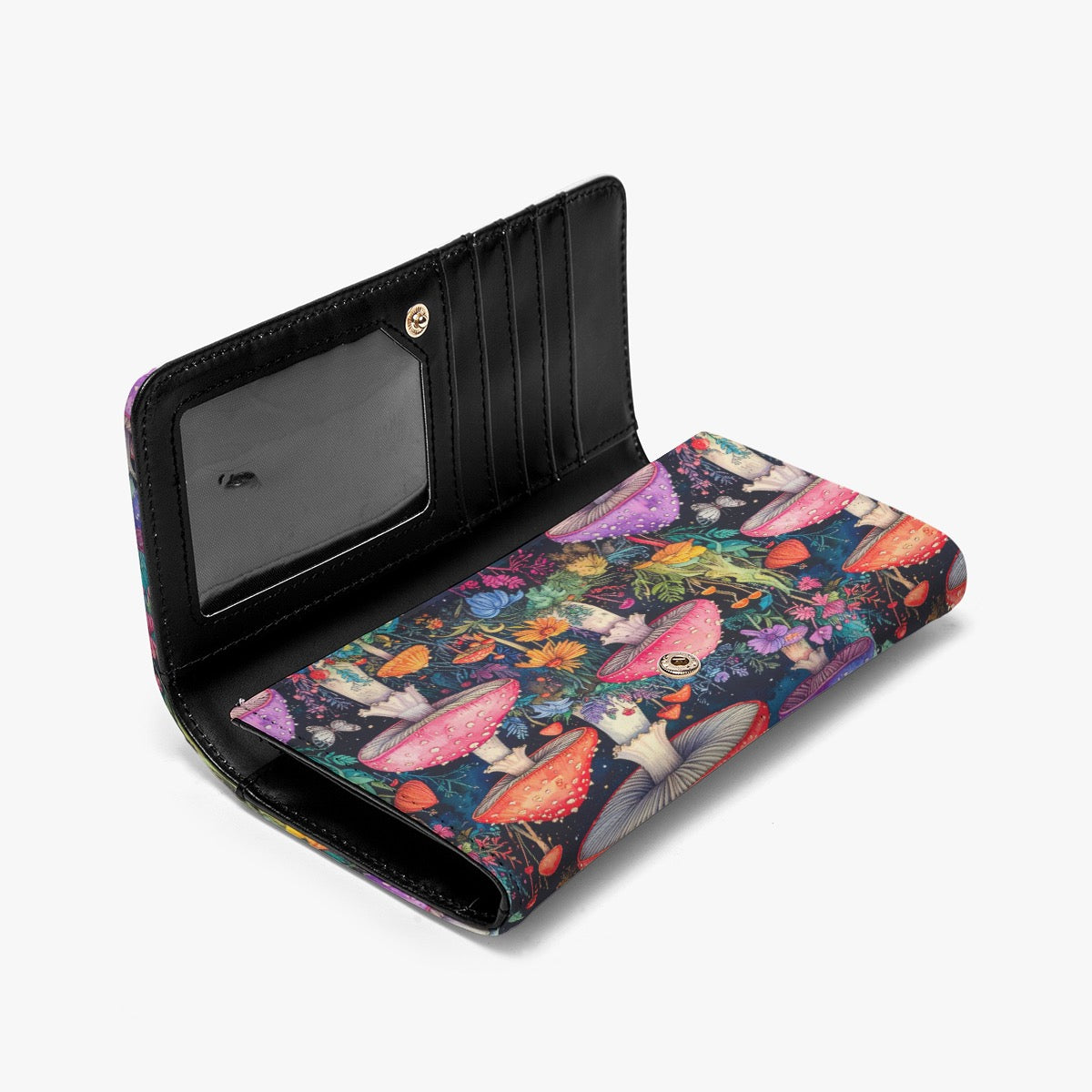 Mystical Mushroom Hippie Print Compact Card HolderFoldable Wallet