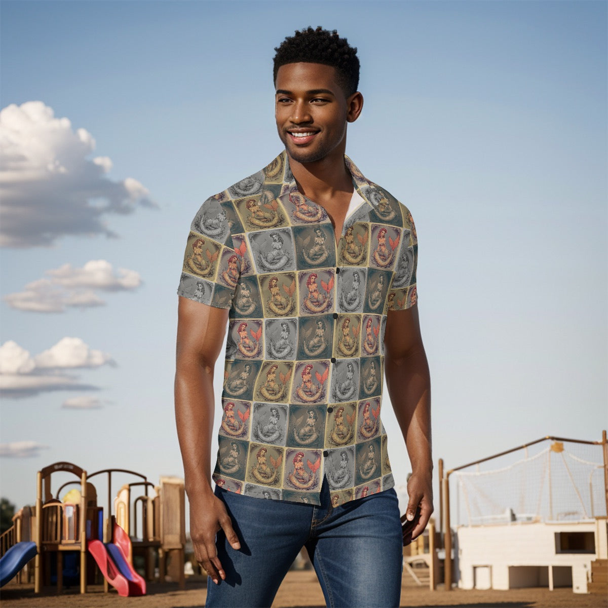 Vintage Sideshow “Three Boobed” Men’s Nautical Cruise Shirt Funny Matching Couples Tee Men's Shirt