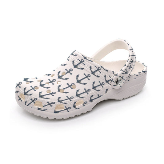 White Anchor Travel Clogs – Cruise Vacation Shoes Women's Classic Clogs