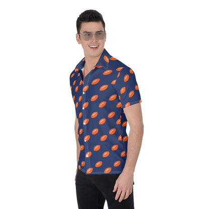 Men’s Florida Gators Inspired Blue & Orange Football Button Up Shirt – Game Day Stretch Shirt