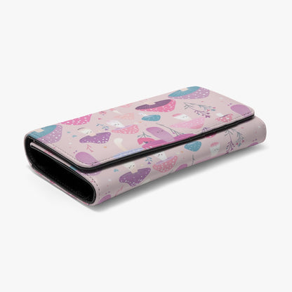 Pink Mushroom Wallet Foldable With Card Slots Women’s Wallet