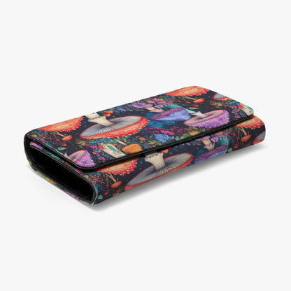 Mystical Mushroom Hippie Print Compact Card HolderFoldable Wallet