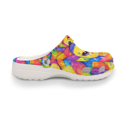 Colorful Rubber Ducky Feather Clogs Fun Cruise Ship Shoes Poolside & Vacation Comfort Clogs