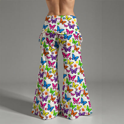 70s Retro Butterfly Yoga Pants for Women – Colorful Groovy Stretch Leggings