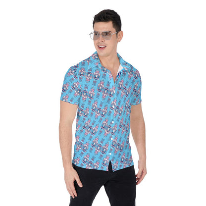 Men’s Baby Blue Nutcracker Christmas Shirt – All-Over Print Holiday Shirt