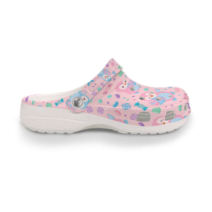 Women’s Pink Cotton Candy Penguin Clogs – Cute Penguin Slip-On Shoes, Fun Winter Garden Shoes